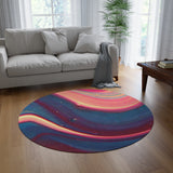 Blue Berry Abstract Round Rug