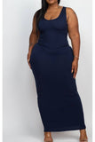 Sleeveless Basic Maxi Dress - Navy