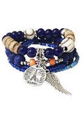 Wing Charm Bracelet Set - Blue