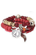 Wing Charm Bracelet Set - Red