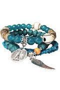 Wing Charm Bracelet Set - Teal