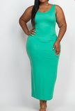 Sleeveless Basic Maxi Dress - Green