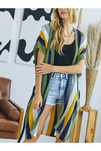 Stripe Short Sleeve Cardigan