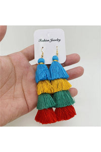 Handmade Fringed Earrings - Tricolor