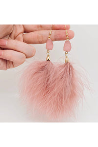 Feather Pendant Earrings - Blush