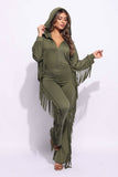 Front Zipper Fringe Jumpsuit