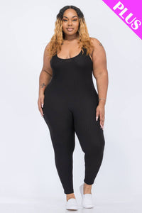 Plus Scoop Neck bodycon Jumpsuit - Black