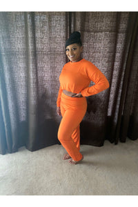 Chill Set 2pc Long Sleeve -Orange