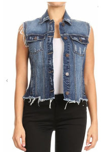 Denim Distressed Vest