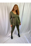 Bonus Slits Legging Set - Olive