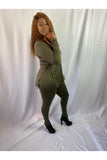 Bonus Slits Legging Set - Olive