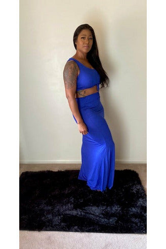 Top Knot Maxi Skirt Set -Blue