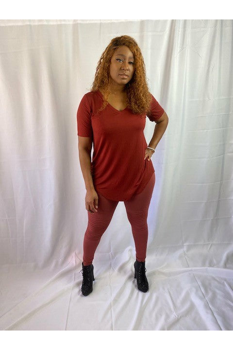 Shaded Moto Legging Set - Brick Red