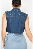 Denim Rhinestone Vest