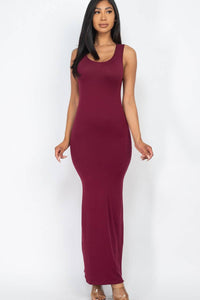 Lace-up Back Maxi Dress - Burgundy